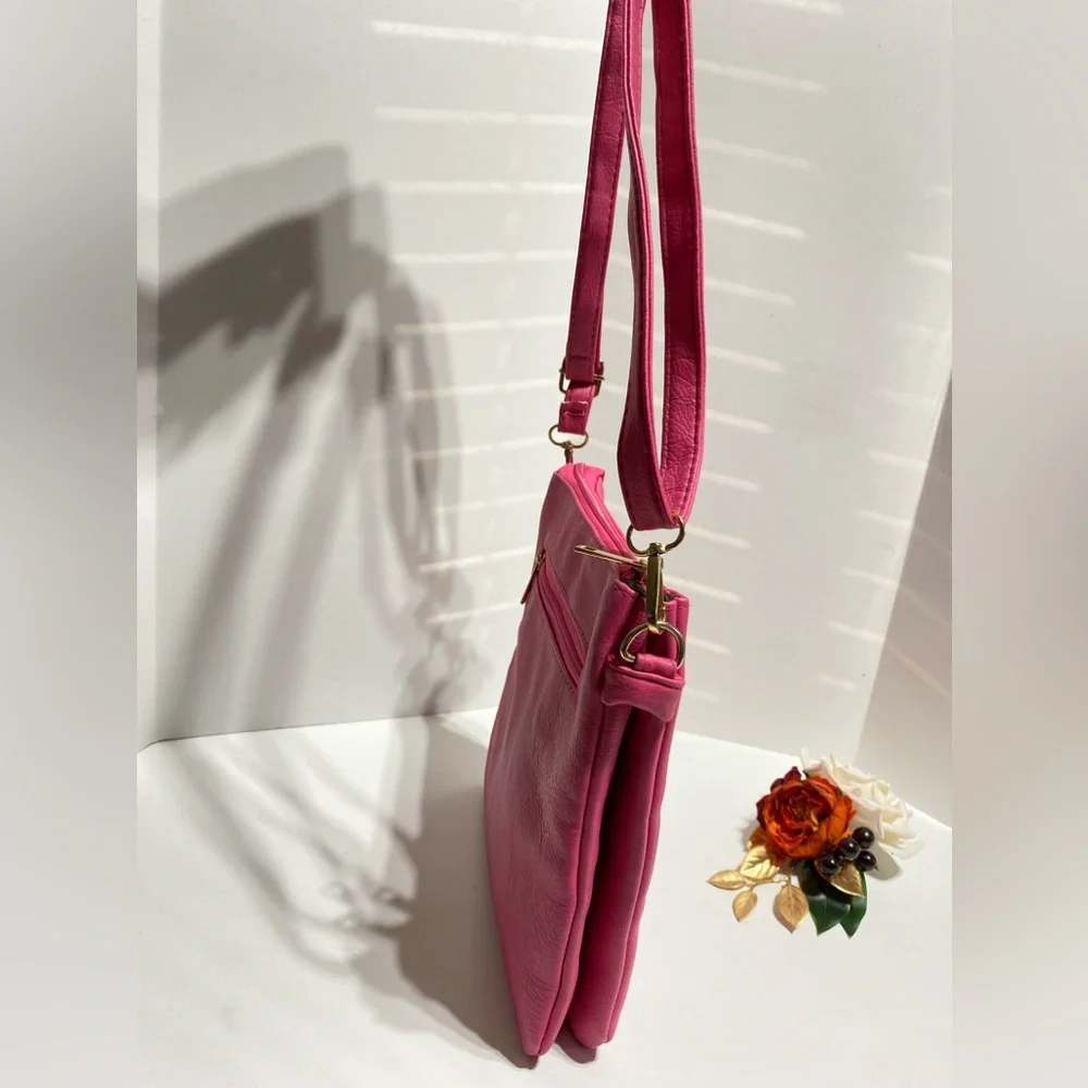 Metallic-Sheen Magenta Crossbody Bag -NWOT ♦️ - Picture 3 of 9